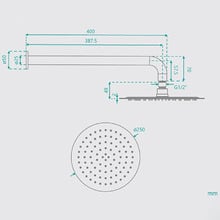 Rosa 250mm Shower Arm & Head